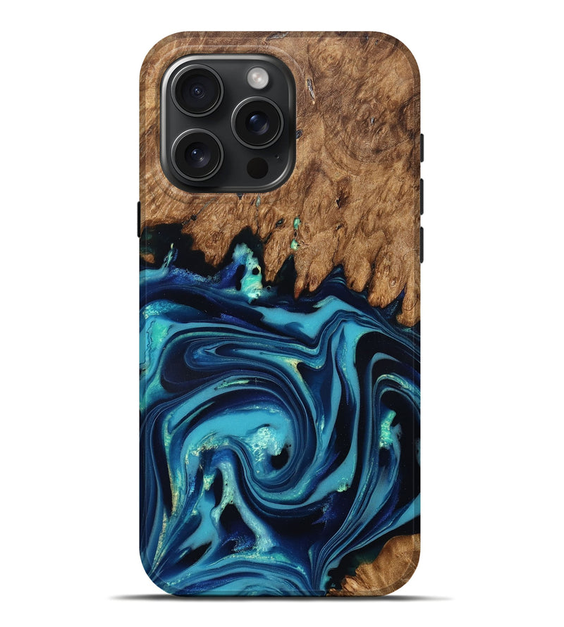 iPhone 16 Pro Max Wood Live Edge Phone Case - Fallon (Blue, 832195)