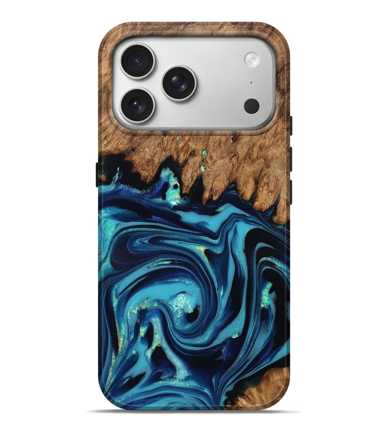 iPhone 17 Pro Max Wood Live Edge Phone Case - Fallon (Blue, 832195)