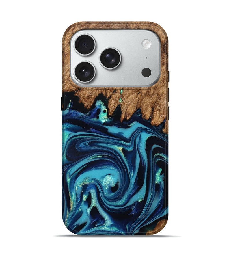 iPhone 18 Pro Wood Live Edge Phone Case - Fallon (Blue, 832195)