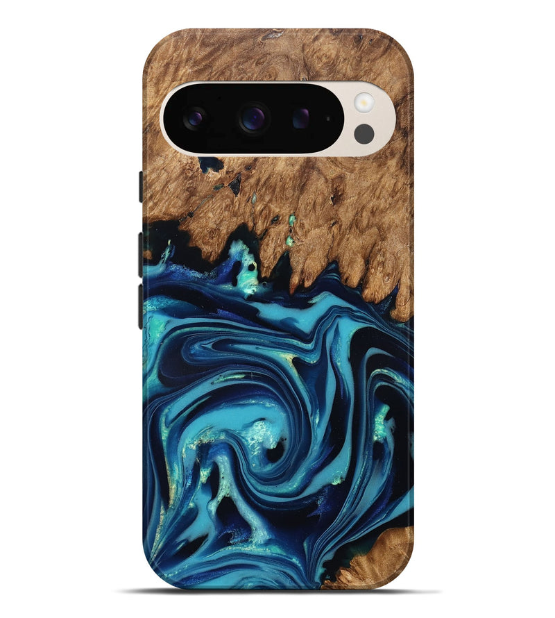 Pixel 9 Pro XL Wood Live Edge Phone Case - Fallon (Blue, 832195)