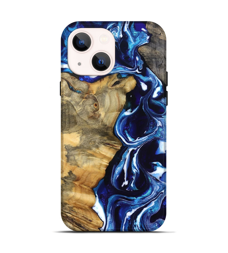iPhone 14 Wood Live Edge Phone Case - Kyle (Blue, 832196)