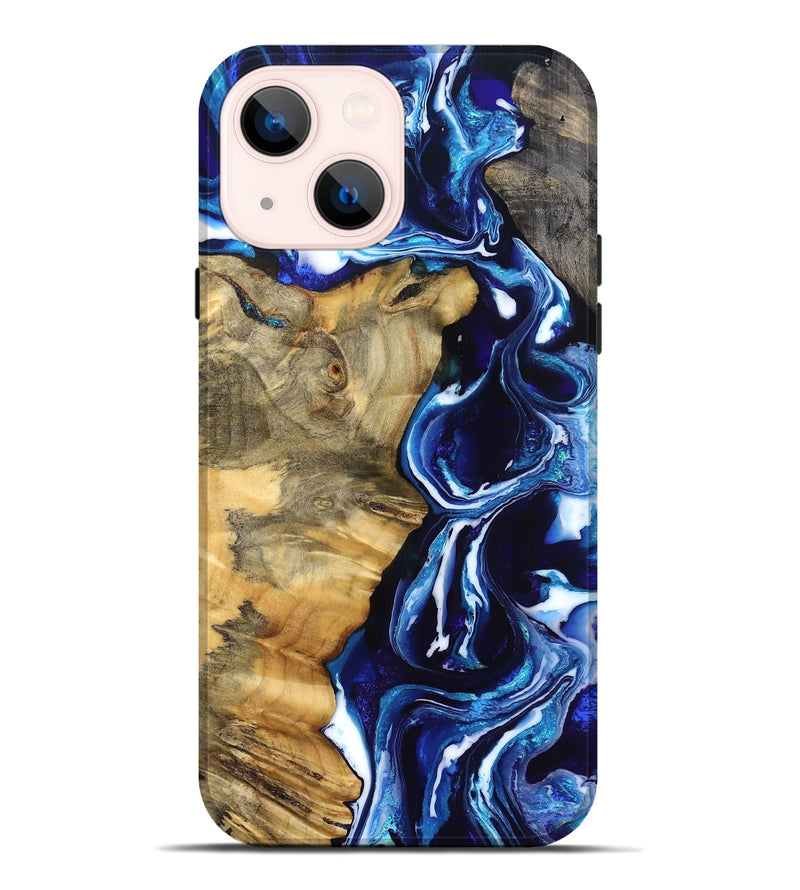 iPhone 14 Plus Wood Live Edge Phone Case - Kyle (Blue, 832196)