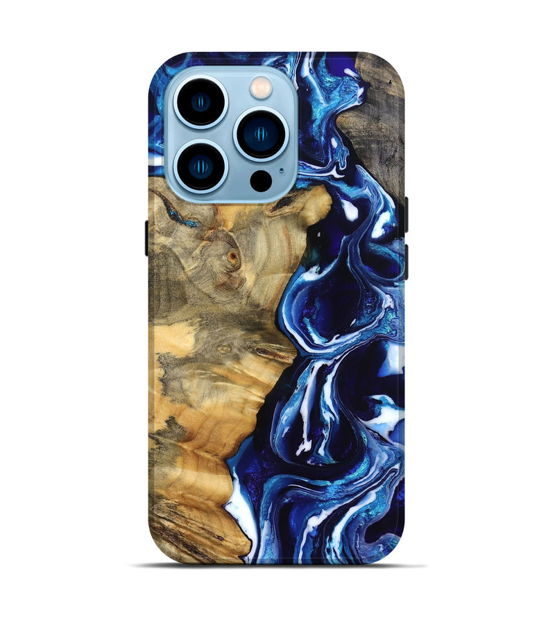 iPhone 14 Pro Wood Live Edge Phone Case - Kyle (Blue, 832196)