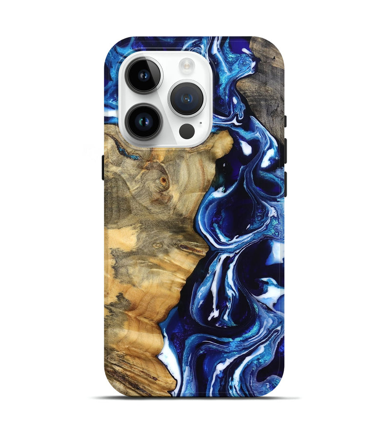 iPhone 15 Pro Wood Live Edge Phone Case - Kyle (Blue, 832196)
