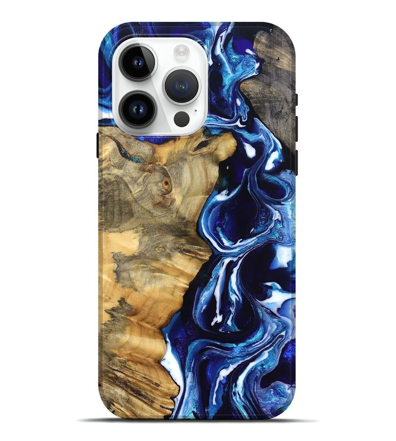 iPhone 15 Pro Max Wood Live Edge Phone Case - Kyle (Blue, 832196)