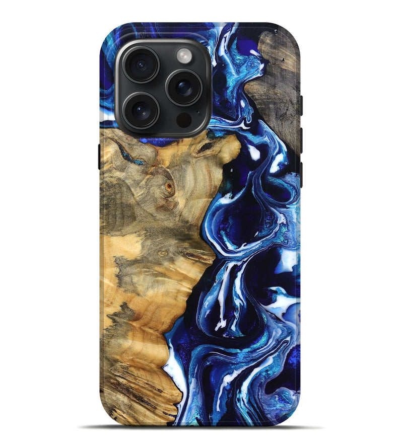 iPhone 16 Pro Max Wood Live Edge Phone Case - Kyle (Blue, 832196)