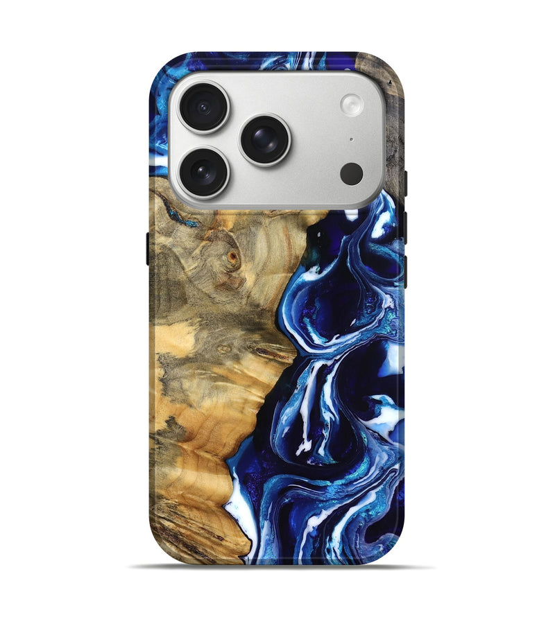 iPhone 17 Pro Wood Live Edge Phone Case - Kyle (Blue, 832196)