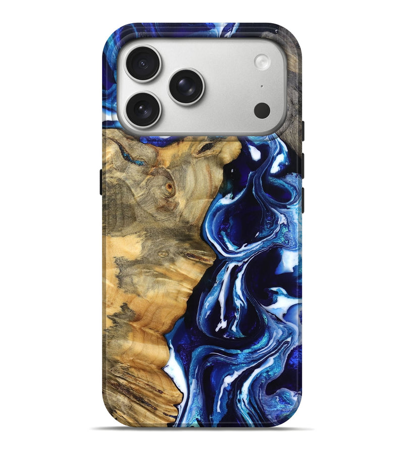 iPhone 17 Pro Max Wood Live Edge Phone Case - Kyle (Blue, 832196)