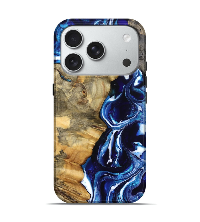 iPhone 18 Pro Wood Live Edge Phone Case - Kyle (Blue, 832196)