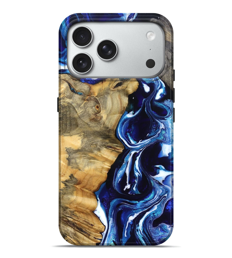 iPhone 18 Pro Max Wood Live Edge Phone Case - Kyle (Blue, 832196)