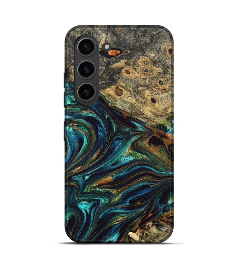 Galaxy S23 Wood Live Edge Phone Case - Katlynn (Teal & Gold, 832197)