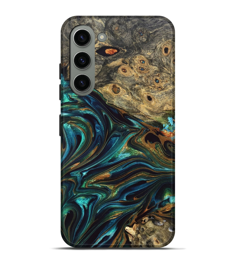 Galaxy S23 Plus Wood Live Edge Phone Case - Katlynn (Teal & Gold, 832197)