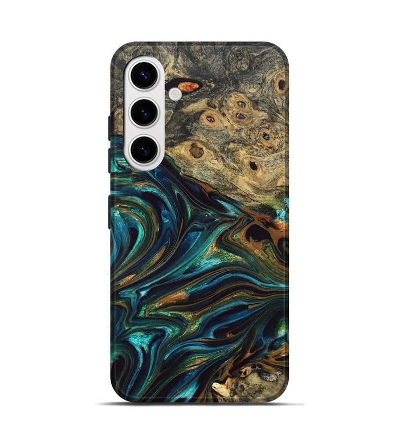 Galaxy S25 Wood Live Edge Phone Case - Katlynn (Teal & Gold, 832197)