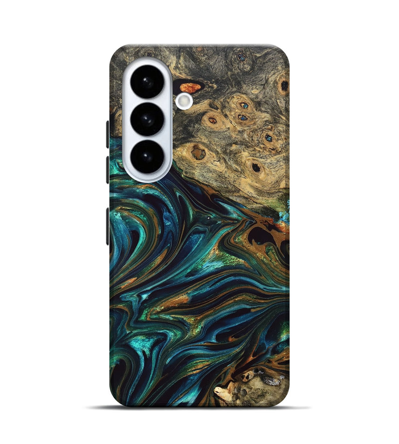 Galaxy S26 Wood Live Edge Phone Case - Katlynn (Teal & Gold, 832197)
