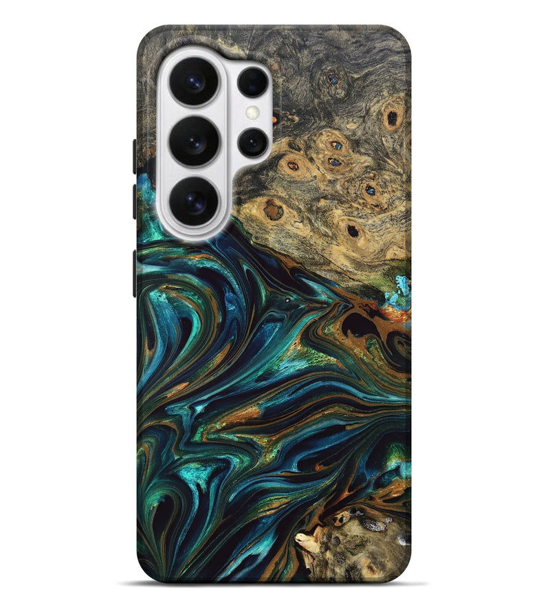 Galaxy S26 Ultra Wood Live Edge Phone Case - Katlynn (Teal & Gold, 832197)