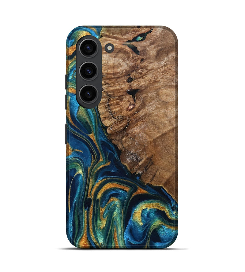 Galaxy S23 Wood Live Edge Phone Case - Alonzo (Teal & Gold, 832199)