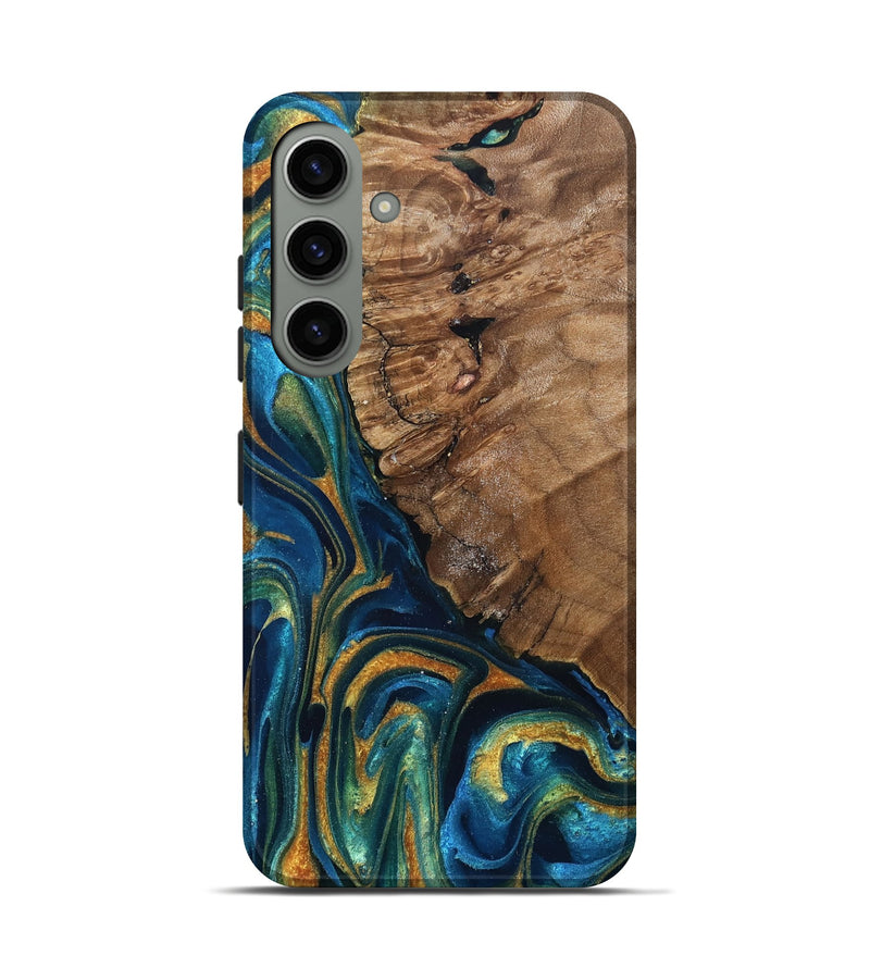 Galaxy S24 Wood Live Edge Phone Case - Alonzo (Teal & Gold, 832199)
