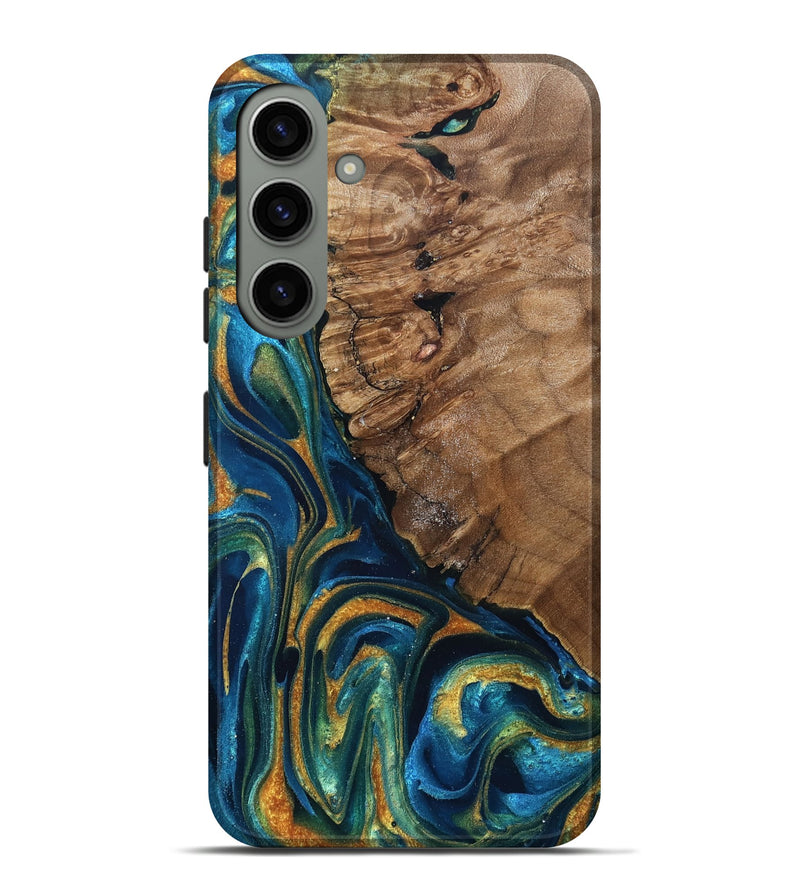 Galaxy S24 Plus Wood Live Edge Phone Case - Alonzo (Teal & Gold, 832199)