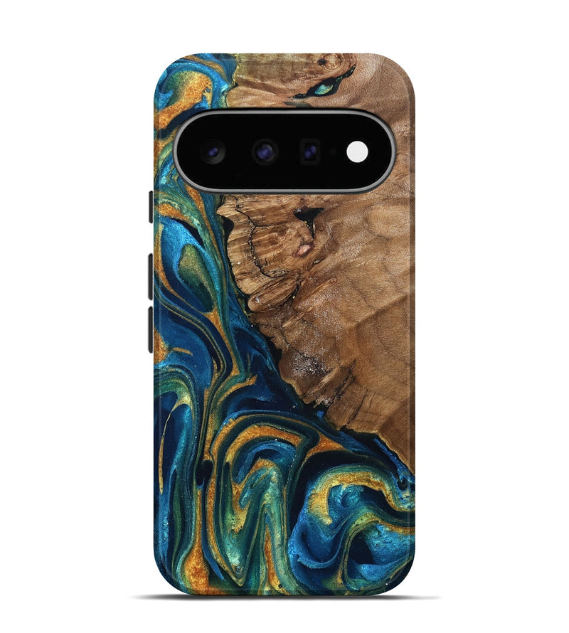 Pixel 11 Wood Live Edge Phone Case - Alonzo (Teal & Gold, 832199)