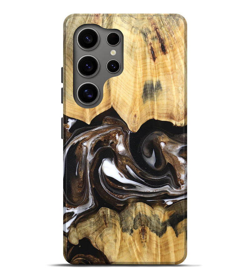 Galaxy S25 Ultra Wood Live Edge Phone Case - Lailah (Black & White, 832200)