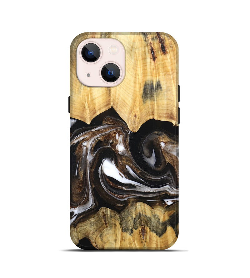 iPhone 13 mini Wood Live Edge Phone Case - Lailah (Black & White, 832200)