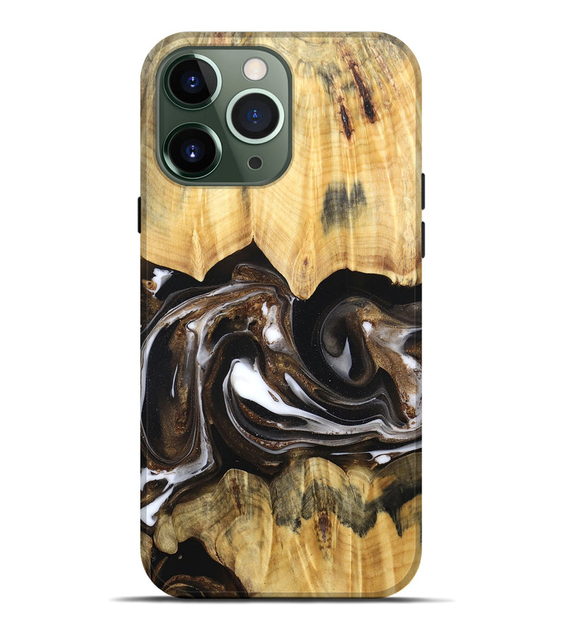 iPhone 13 Pro Max Wood Live Edge Phone Case - Lailah (Black & White, 832200)