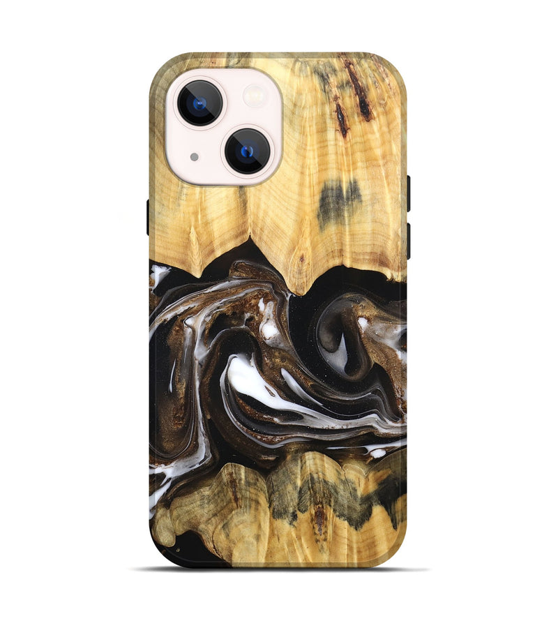 iPhone 14 Wood Live Edge Phone Case - Lailah (Black & White, 832200)