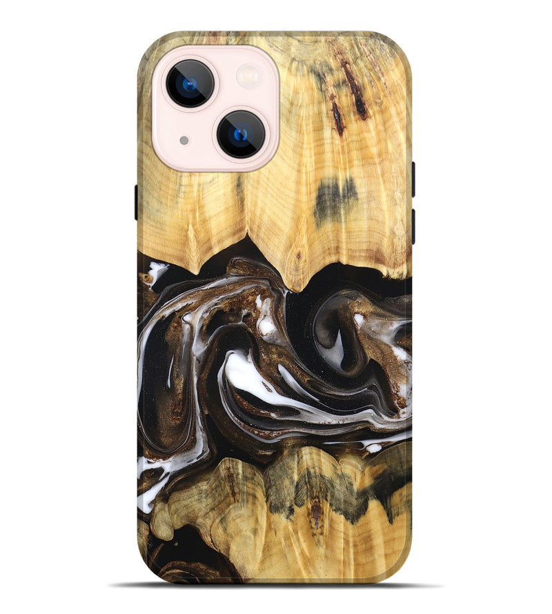 iPhone 14 Plus Wood Live Edge Phone Case - Lailah (Black & White, 832200)