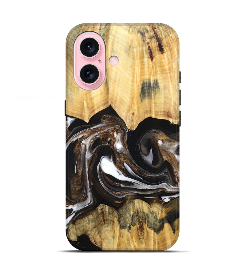 iPhone 17 Wood Live Edge Phone Case - Lailah (Black & White, 832200)