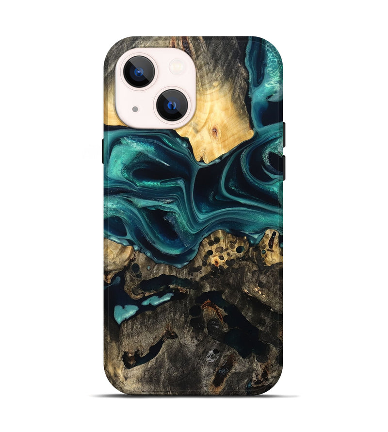 iPhone 14 Wood Live Edge Phone Case - Branden (Green, 832206)
