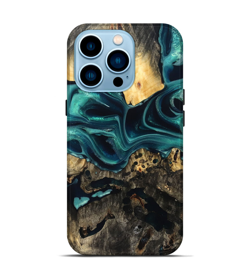 iPhone 14 Pro Wood Live Edge Phone Case - Branden (Green, 832206)