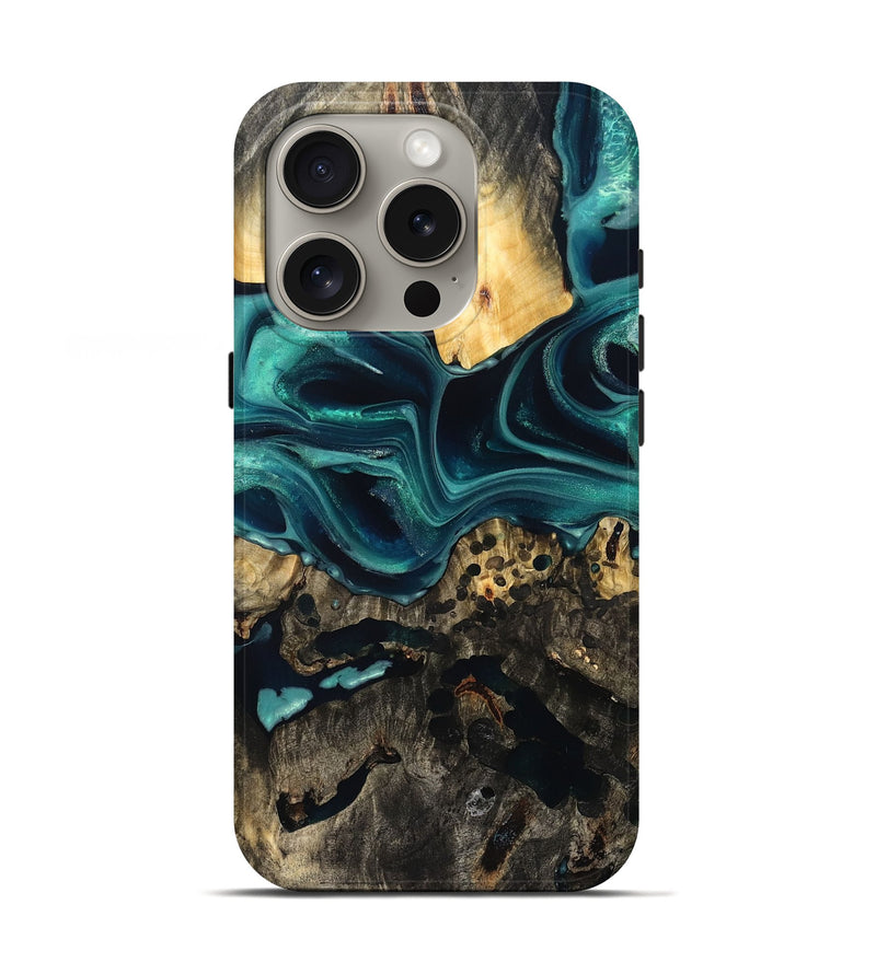 iPhone 16 Pro Wood Live Edge Phone Case - Branden (Green, 832206)