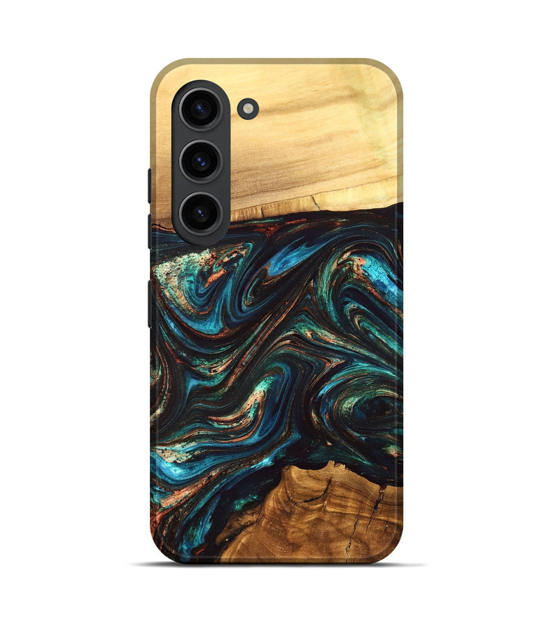 Galaxy S23 Wood Live Edge Phone Case - Shannon (Teal & Gold, 832207)