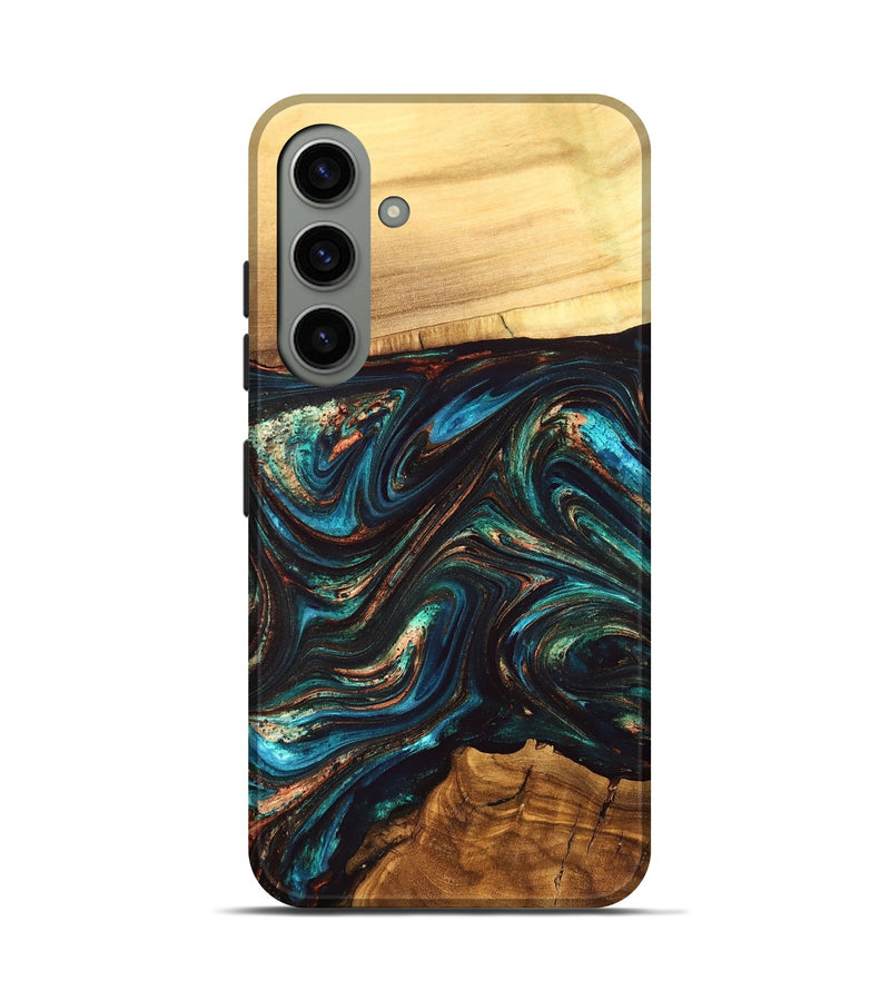 Galaxy S24 Wood Live Edge Phone Case - Shannon (Teal & Gold, 832207)