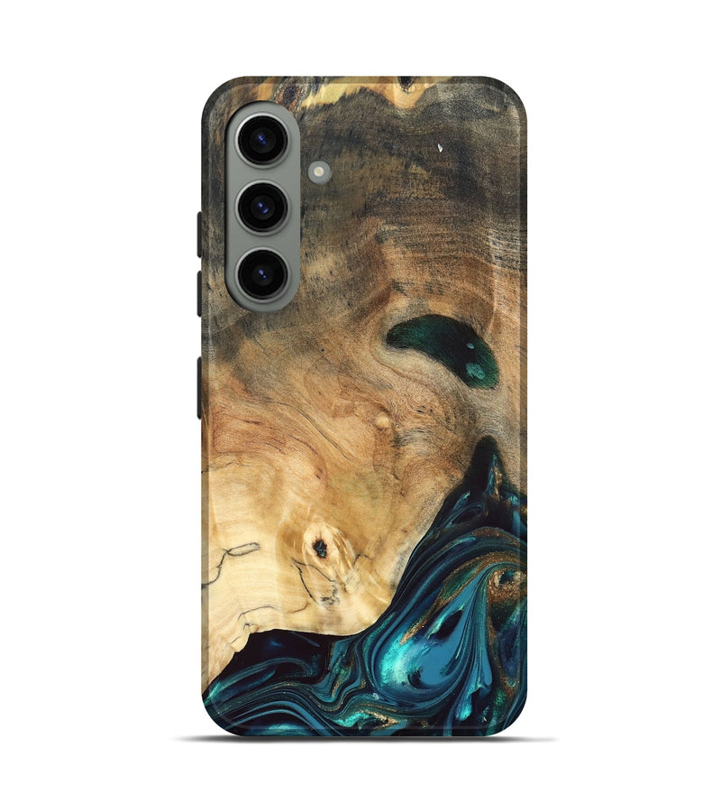 Galaxy S24 Wood Live Edge Phone Case - Daisie (Teal & Gold, 832208)