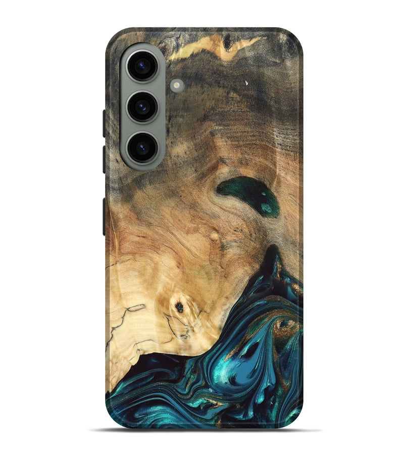 Galaxy S24 Plus Wood Live Edge Phone Case - Daisie (Teal & Gold, 832208)