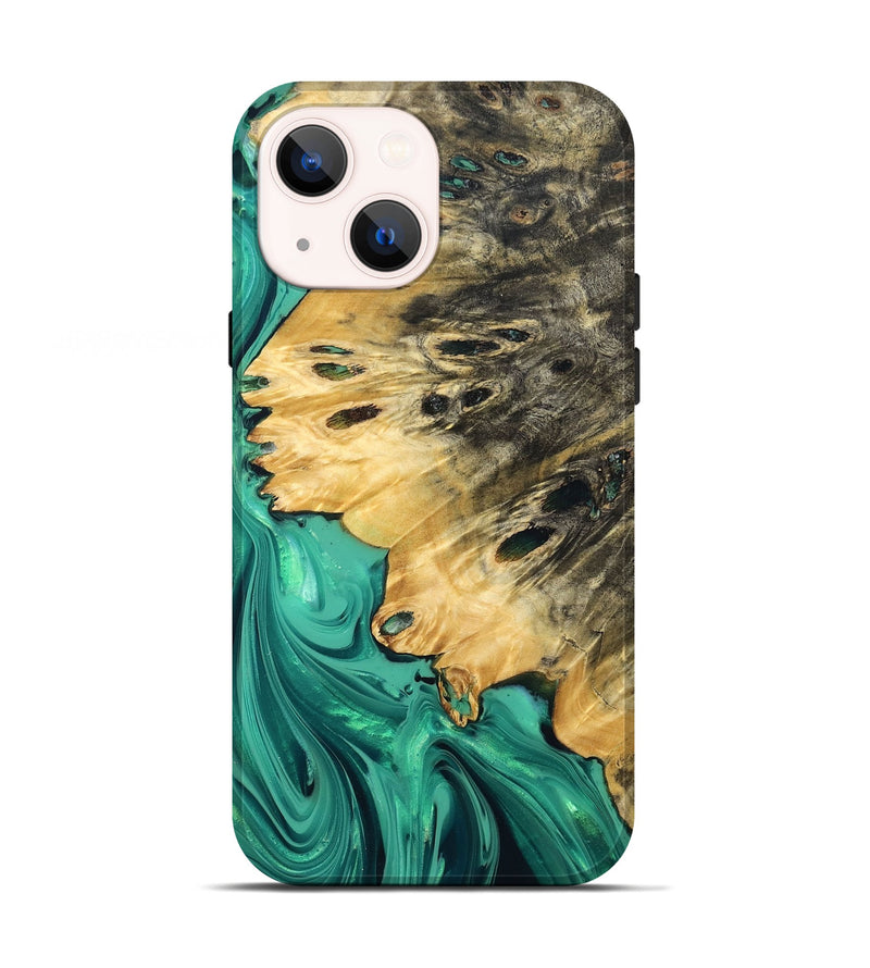 iPhone 13 Wood Live Edge Phone Case - Zoya (Green, 832211)