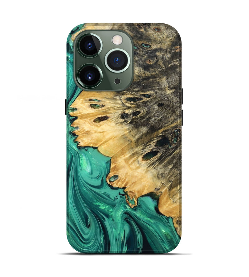 iPhone 13 Pro Wood Live Edge Phone Case - Zoya (Green, 832211)