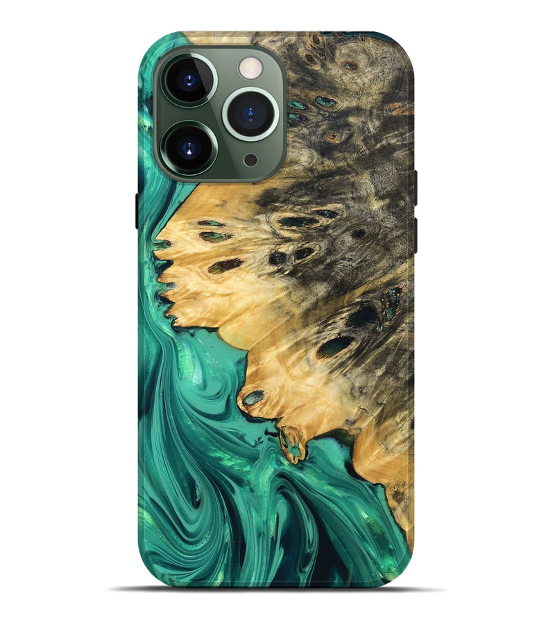iPhone 13 Pro Max Wood Live Edge Phone Case - Zoya (Green, 832211)