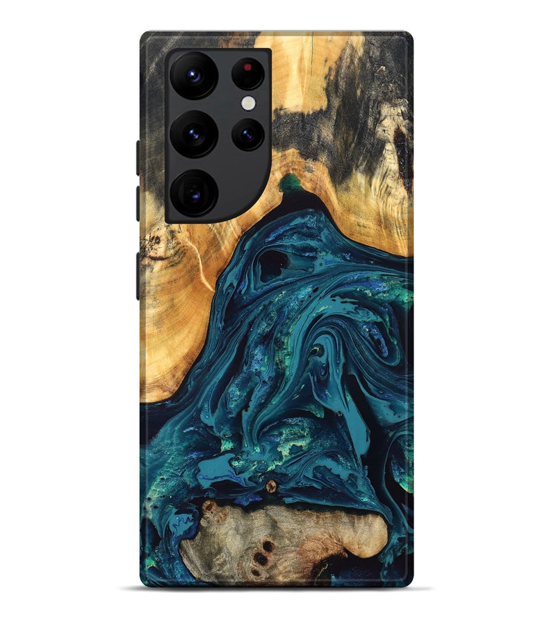 Galaxy S22 Ultra Wood Live Edge Phone Case - Shelbi (Blue, 832215)
