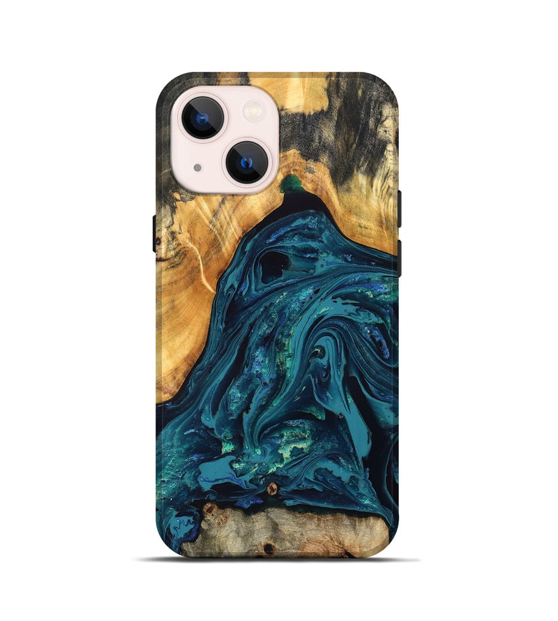 iPhone 13 mini Wood Live Edge Phone Case - Shelbi (Blue, 832215)