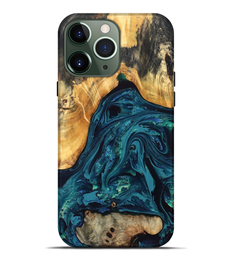 iPhone 13 Pro Max Wood Live Edge Phone Case - Shelbi (Blue, 832215)