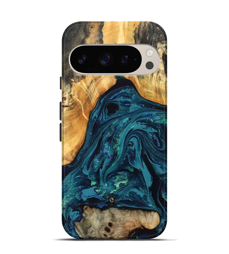 Pixel 10 Pro Wood Live Edge Phone Case - Shelbi (Blue, 832215)