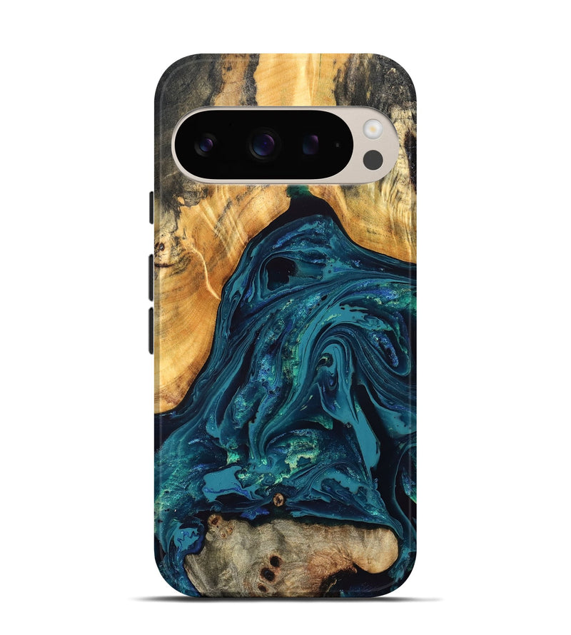 Pixel 9 Pro Wood Live Edge Phone Case - Shelbi (Blue, 832215)