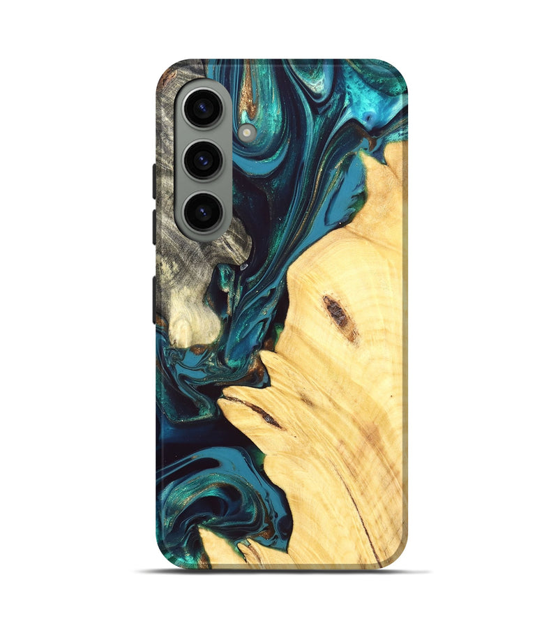 Galaxy S24 Wood Live Edge Phone Case - Lemuel (Teal & Gold, 832217)