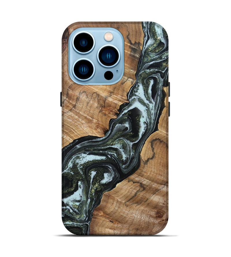 iPhone 14 Pro Wood Live Edge Phone Case - Boone (Green, 832218)