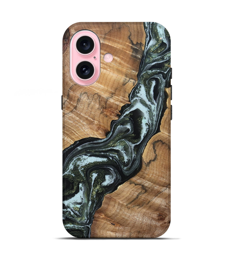 iPhone 17 Wood Live Edge Phone Case - Boone (Green, 832218)