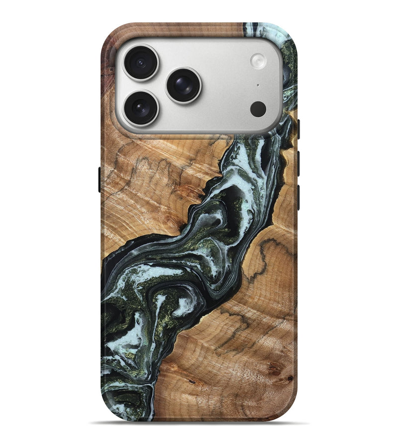 iPhone 17 Pro Max Wood Live Edge Phone Case - Boone (Green, 832218)