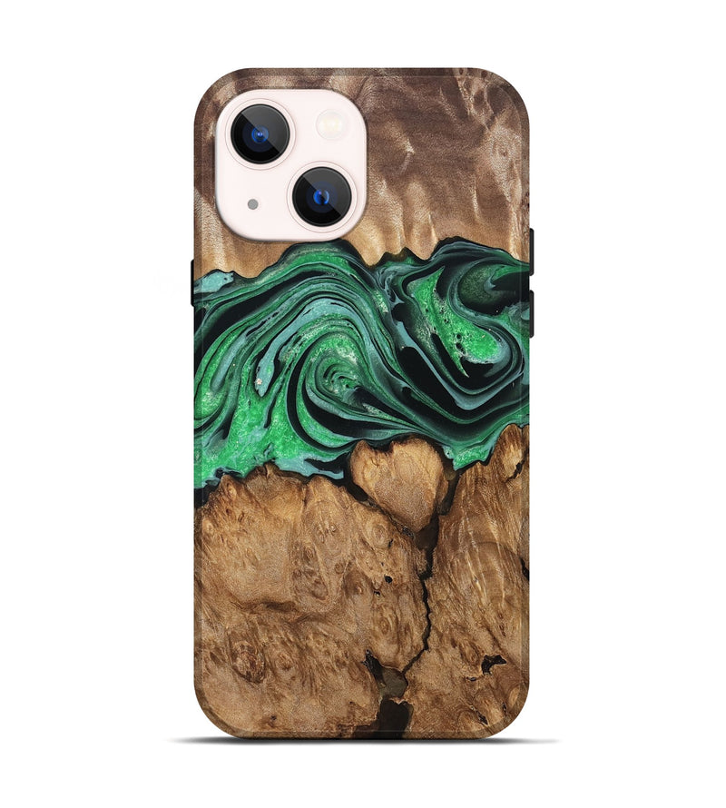 iPhone 14 Wood Live Edge Phone Case - Marlo (Green, 832219)
