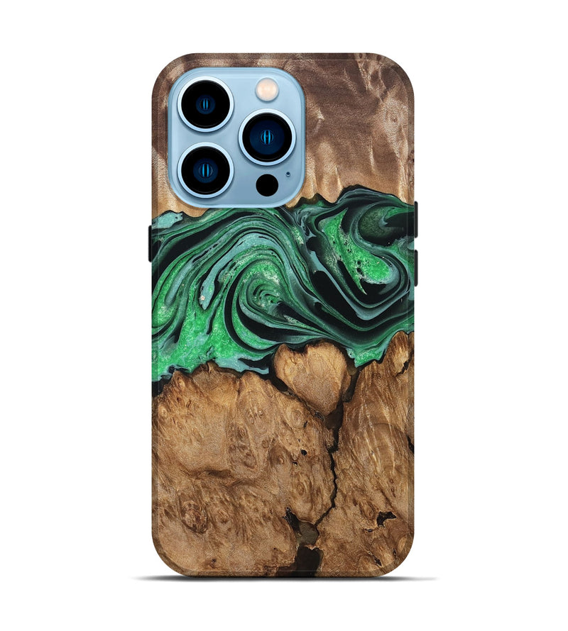 iPhone 14 Pro Wood Live Edge Phone Case - Marlo (Green, 832219)